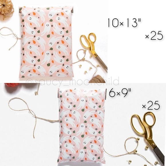 New 50ct 6×9 & 10×13 Halloween ghosts printed pattern polymailer holiday fun - Picture 1 of 2